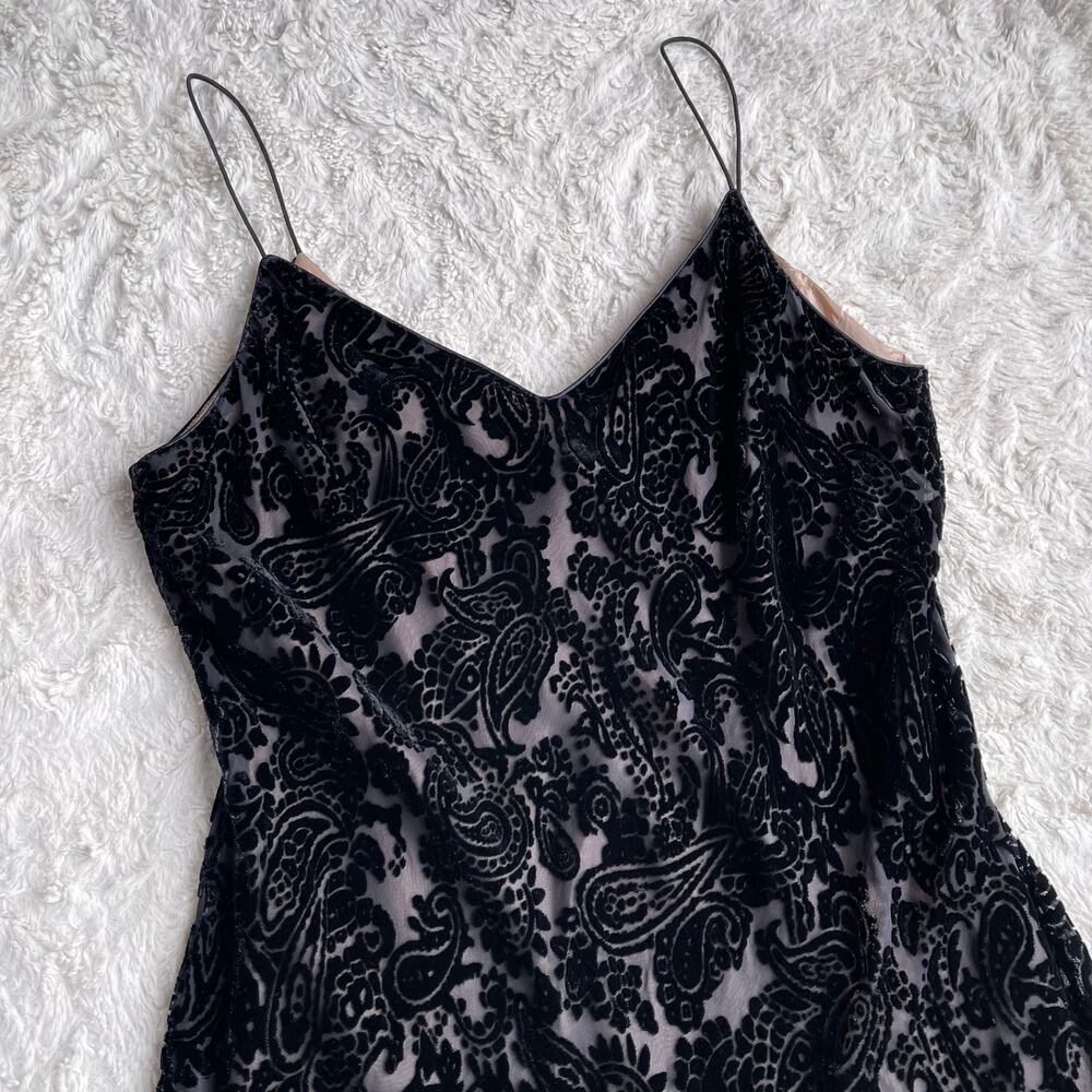 Vintage 90s Y2K velvet burnout slip dress hi-lo train hem black whimsigoth prom - Picture 5 of 15
